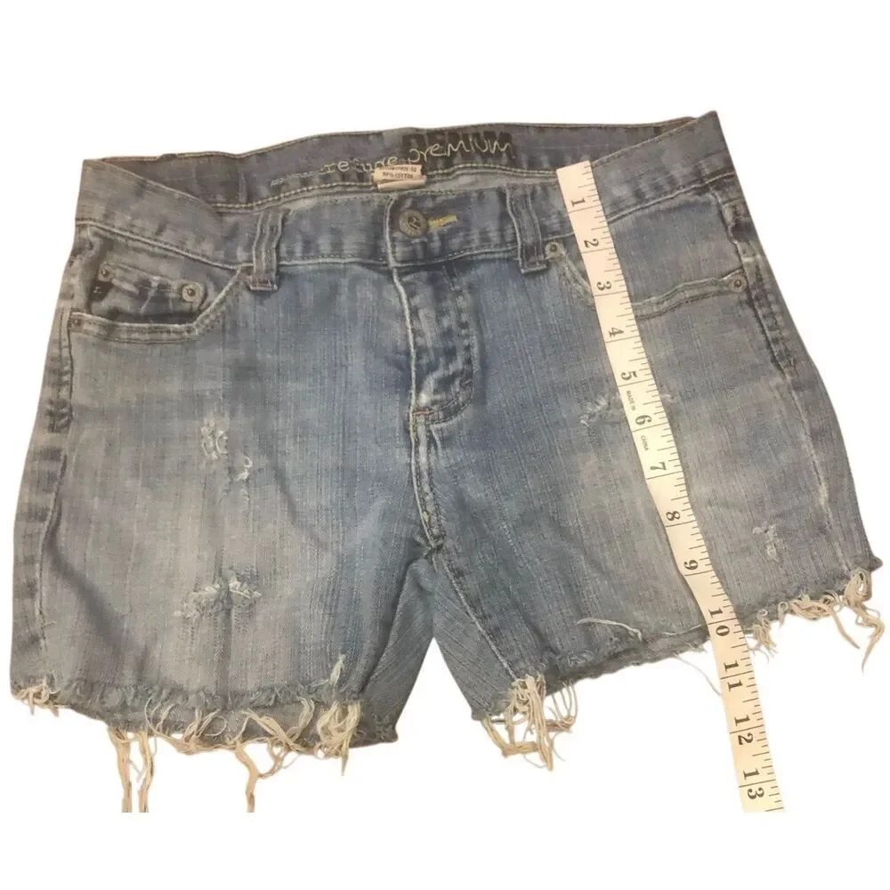 Refuge denim cut-off shorts light wash distressed details, raw frayed hems size